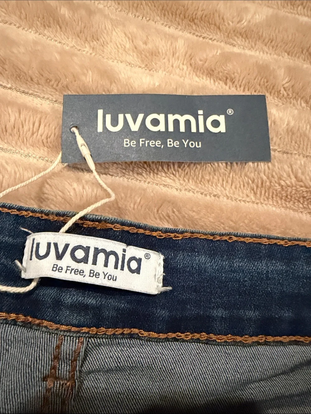 Luvamia Dark Blue Distressed Jean Shorts